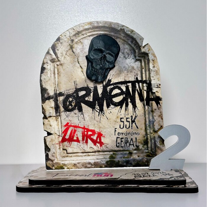 Troféu Personalizado em MDF com Caveira 3D - IMGT0011