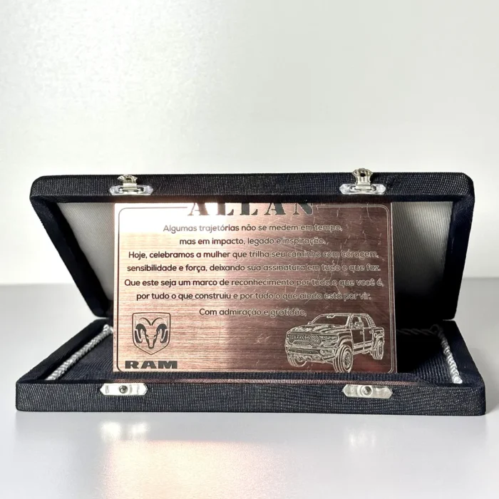 Placa de homenagem com acrílico espelhado rose - IMGPH0010