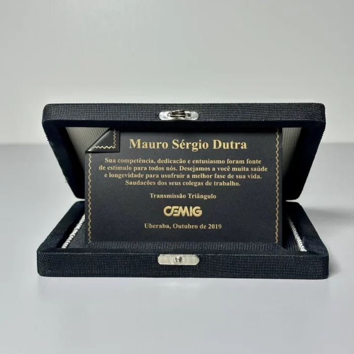 Placa de homenagem chapa metal preta com gravação a laser - IMGPH0004