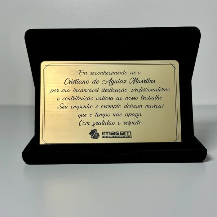 Placa de homenagem metalizada gravação a laser - IMGPH0003
