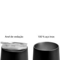 Copo Térmico C/ Tampa - Preto - 340 Ml - IC-03341