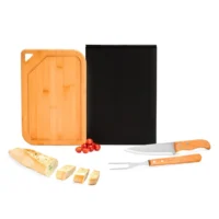 Conj. Para Churrasco Em Bambu / Inox / Madeira - 3 Pçs - MX-70066