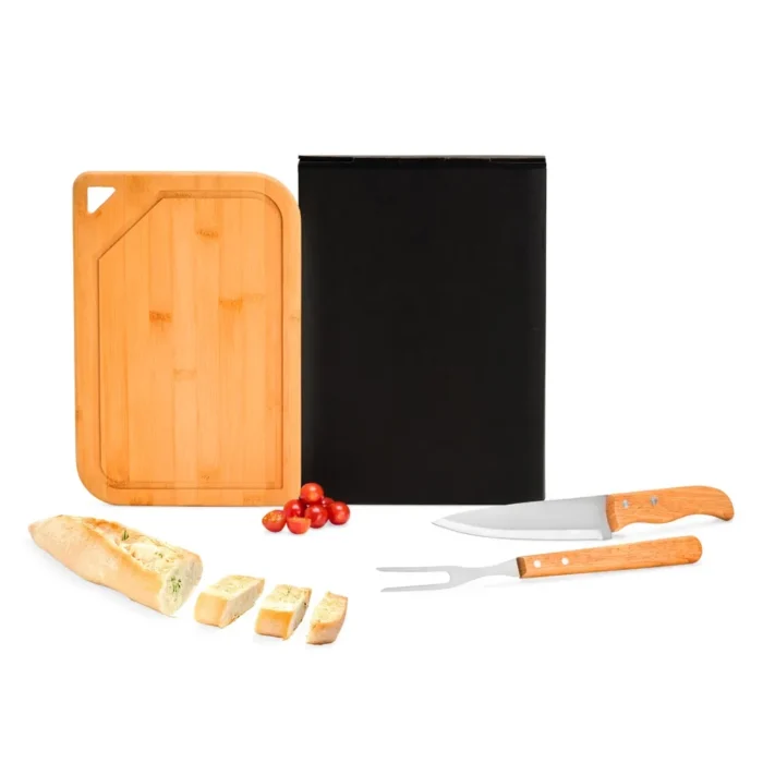 Conj. Para Churrasco Em Bambu / Inox / Madeira - 3 Pçs - MX-70066