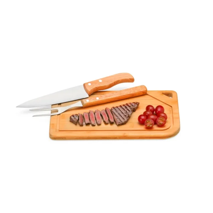 Conj. Para Churrasco Em Bambu / Inox / Madeira - 3 Pçs - MX-70066