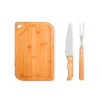 Conj. Para Churrasco Em Bambu / Inox / Madeira - 3 Pçs - MX-70066