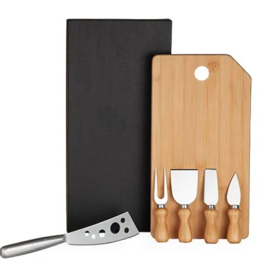 Conj. Para Queijo Em Bambu / Madeira / Inox Oregon - 6 Pçs - KT-90023