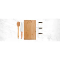 Conj. Para Cozinha E Tempero Em Bambu/Inox - 6 Pçs - KT-90070