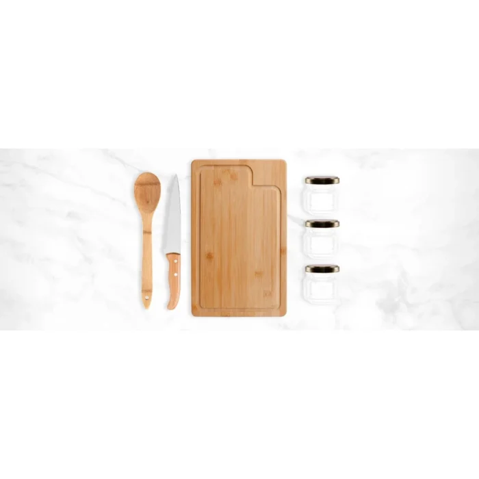 Conj. Para Cozinha E Tempero Em Bambu/Inox - 6 Pçs - KT-90070