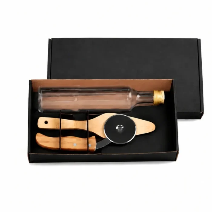 Kit Para Pizza Com Cortador, Espátula E Garrafa - 3 Pçs - KT-90074
