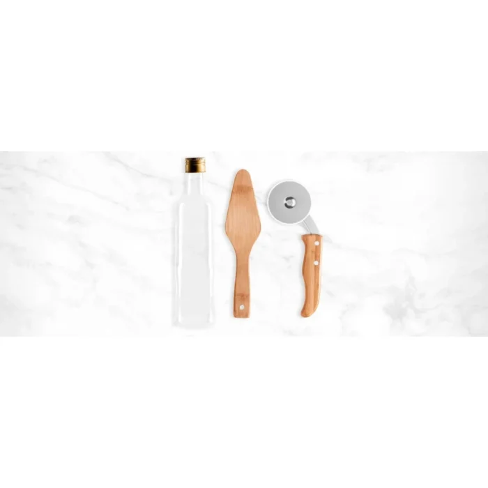 Kit Para Pizza Com Cortador, Espátula E Garrafa - 3 Pçs - KT-90074