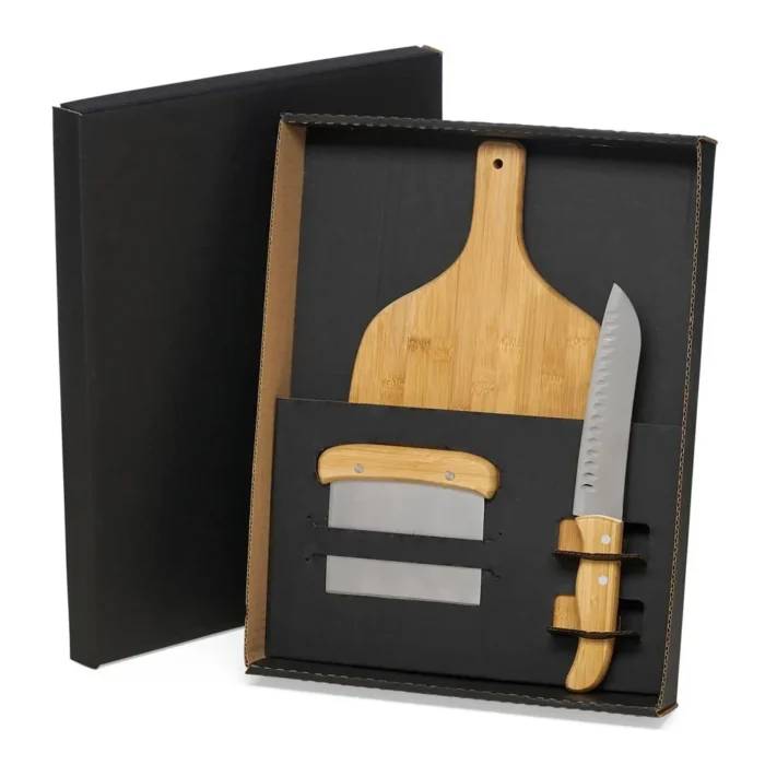 Kit Para Cozinha Em Bambu / Inox - 3 Pçs - KT-90192