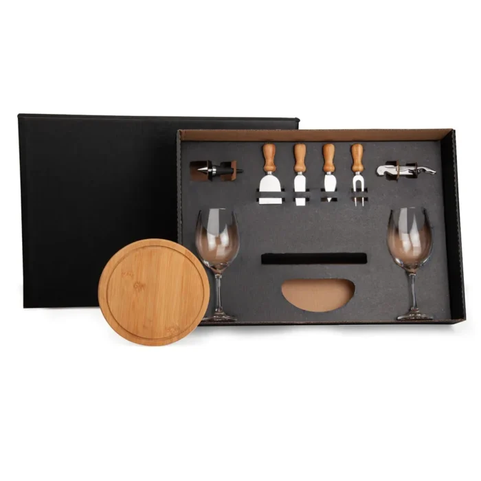 Kit Queijo E Vinho Sem Espaço Para Garrafa - 9 Pçs - KT-9022S