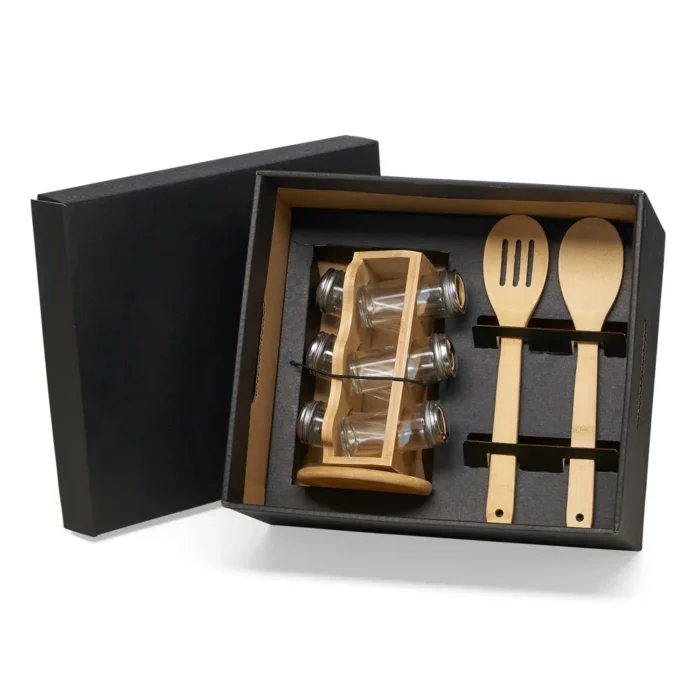 Kit Porta Condimentos E Colheres - 3 Peças - KT-9024M