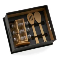 Kit Porta Condimentos E Colheres - 3 Peças - KT-9024M