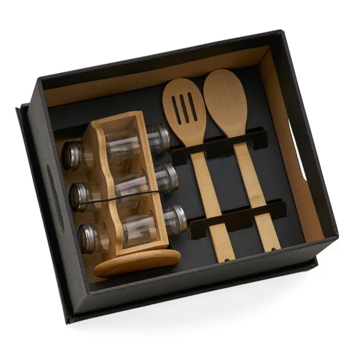 Kit Porta Condimentos E Colheres - 3 Peças - KT-9024M