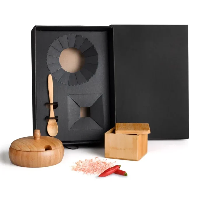 Kit Farinheira E Saleiro Em Bambu - 3 Pçs - KT-90282