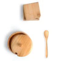 Kit Farinheira E Saleiro Em Bambu - 3 Pçs - KT-90282