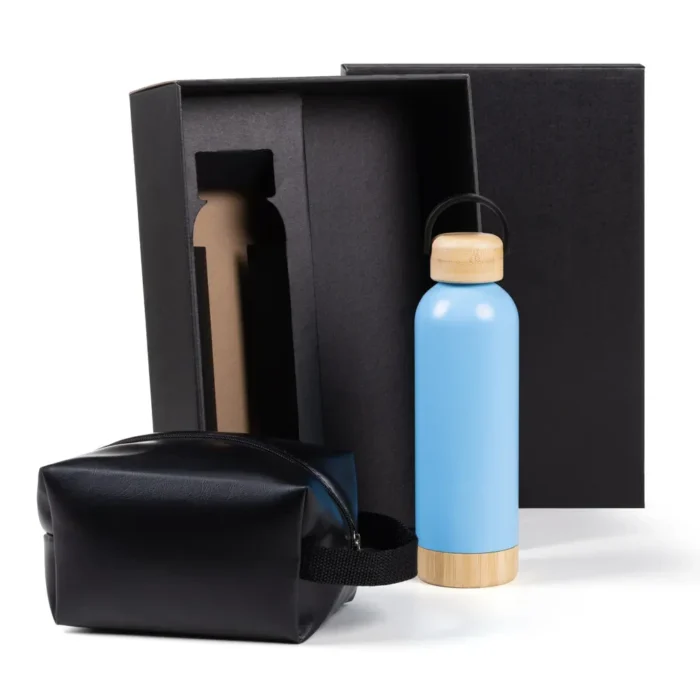 Kit Garrafa E Necessaire - Azul/Preto - 2 Pçs - KT-90372