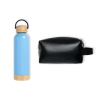 Kit Garrafa E Necessaire - Azul/Preto - 2 Pçs - KT-90372