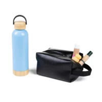 Kit Garrafa E Necessaire - Azul/Preto - 2 Pçs - KT-90372