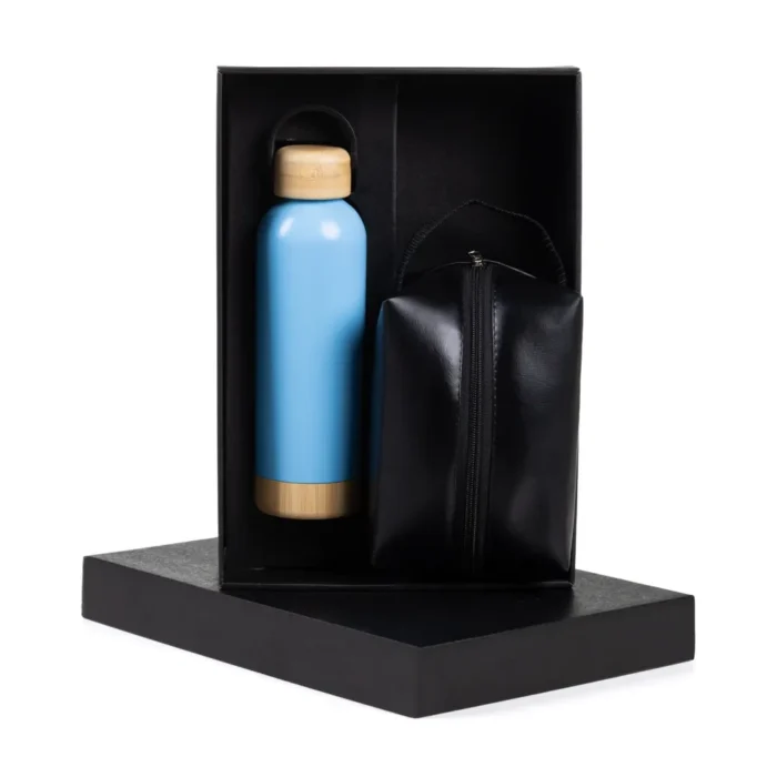 Kit Garrafa E Necessaire - Azul/Preto - 2 Pçs - KT-90372