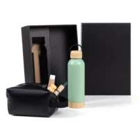 Kit Garrafa E Necessaire - Verde/Preto - 2 Pçs - KT-90373