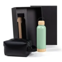 Kit Garrafa E Necessaire - Verde/Preto - 2 Pçs - KT-90373