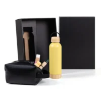 Kit Garrafa E Necessaire - Amarelo/Preto - 2 Pçs - KT-90374