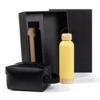 Kit Garrafa E Necessaire - Amarelo/Preto - 2 Pçs - KT-90374