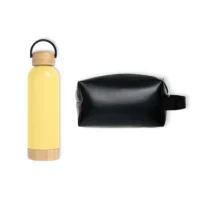 Kit Garrafa E Necessaire - Amarelo/Preto - 2 Pçs - KT-90374