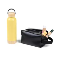 Kit Garrafa E Necessaire - Amarelo/Preto - 2 Pçs - KT-90374