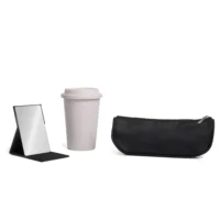 Kit Necessaire, Copo C/ Tampa E Espelho - 3 Pçs - KT-90450
