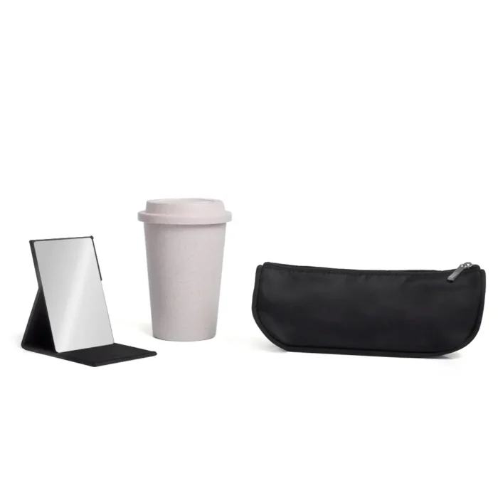 Kit Necessaire, Copo C/ Tampa E Espelho - 3 Pçs - KT-90450