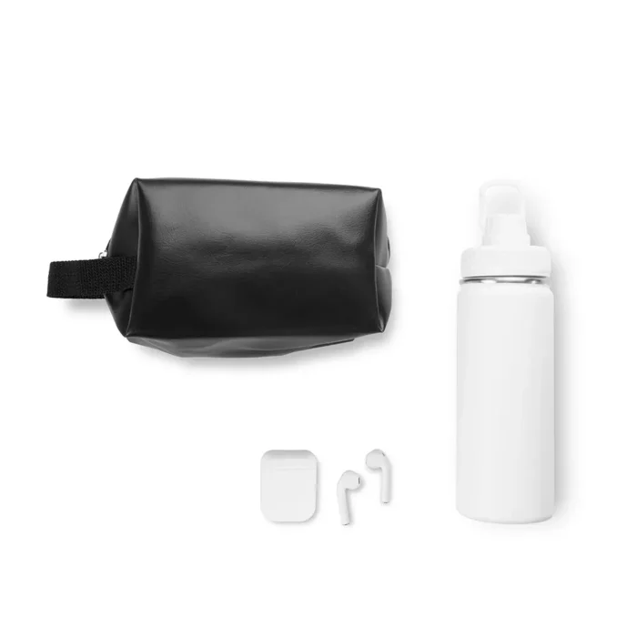 Kit Garrafa, Necessaire E Fone - 3 Pçs - KT-90533-BCO