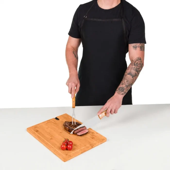 Conj. Para Churrasco Em Bambu Com Amolador - 5 Pçs - KT-90606