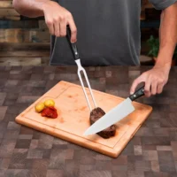 Conj. Para Churrasco Premium Em Bambu / Madeira / Inox - 3 Pçs - ME-39373