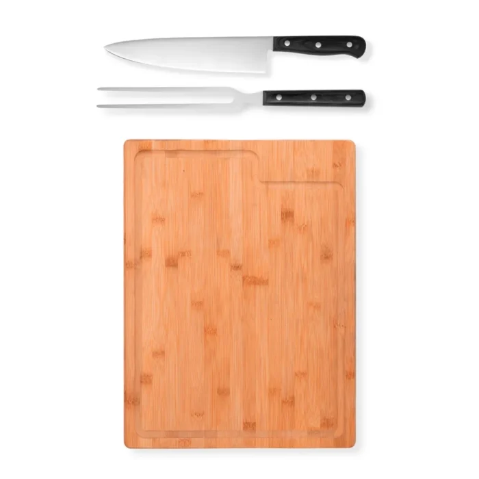 Conj. Para Churrasco Premium Em Bambu / Madeira / Inox - 3 Pçs - ME-39373