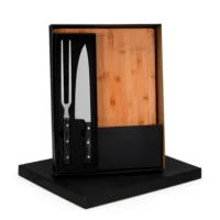 Conj. Para Churrasco Premium Em Bambu / Madeira / Inox - 3 Pçs - ME-39373