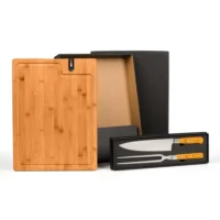 Conj. Para Churrasco Premium Em Bambu Com Amolador - 4 Pçs - ME-49363