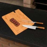 Conj. Para Churrasco Premium Em Bambu Com Amolador - 4 Pçs - ME-49363