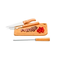 Conj. Para Churrasco Em Bambu / Inox / Madeira - 4 Pçs - MX-70266